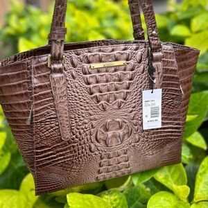 Rare Brahmin Rich Brown Embossed PARIS BUSINESS TOTE IN NUTMEG tote New